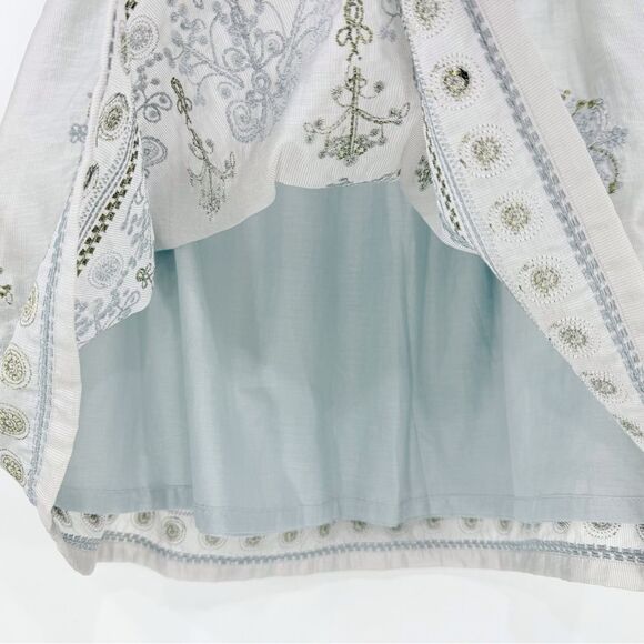 Blue Tassel Collection Gray Gold Metallic Silk Blend Embroidered Medallion Skirt - Picture 13 of 16